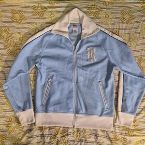 Roots Sky Blue and Cream Zip-Up Track Jacket